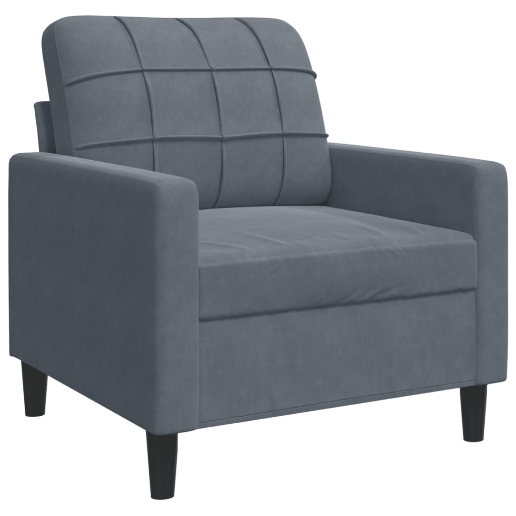 sofasæt 4 dele med hynder velour mørkegrå