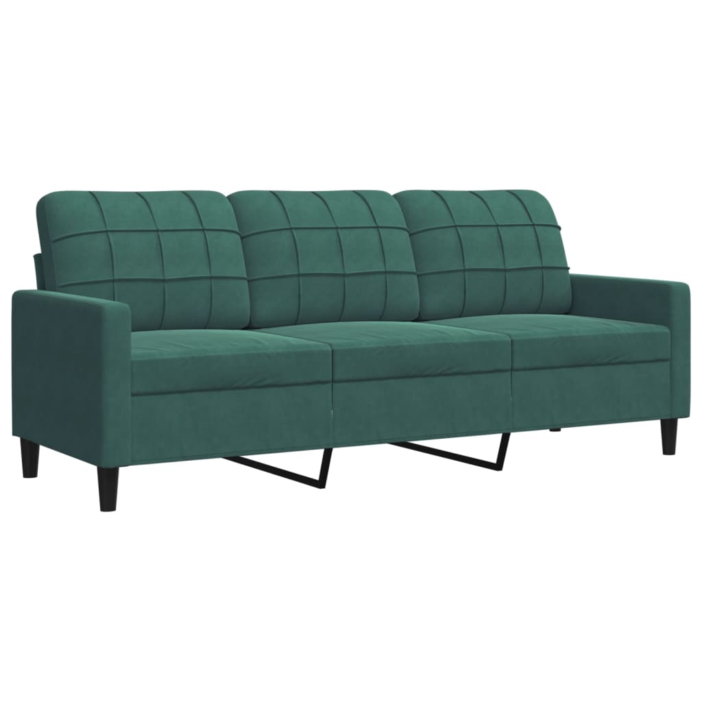 sofasæt 4 dele med hynder velour mørkegrøn