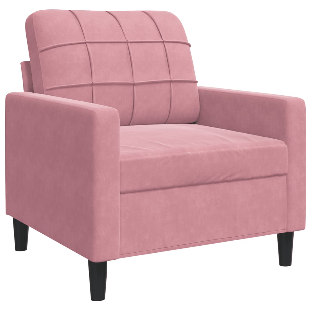 sofasæt 4 dele med hynder velour lyserød