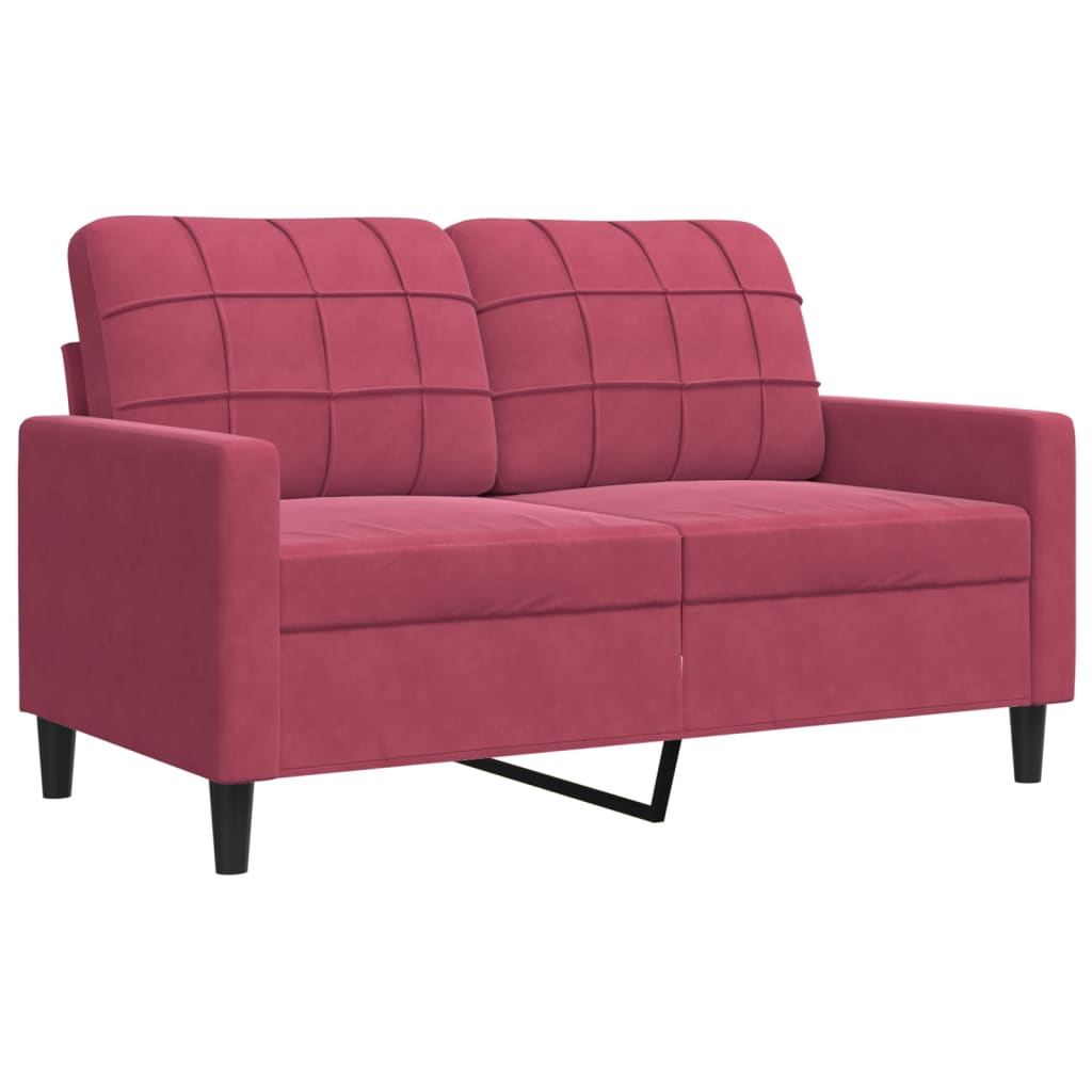 sofasæt 4 dele med hynder velour vinrød