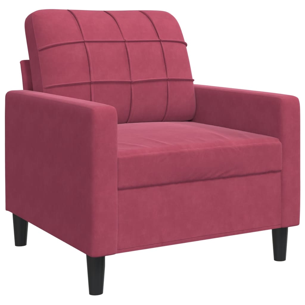 sofasæt 4 dele med hynder velour vinrød