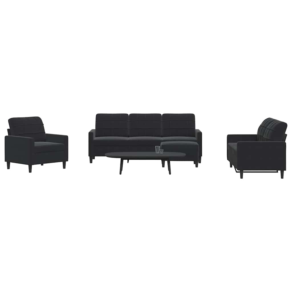 sofasæt 4 dele med hynder velour sort