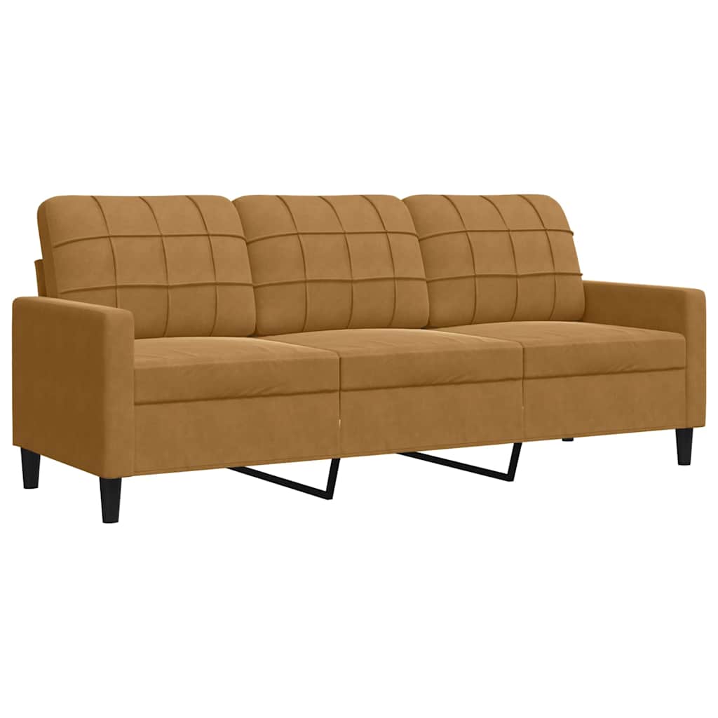 sofasæt 3 dele med hynder velour brun