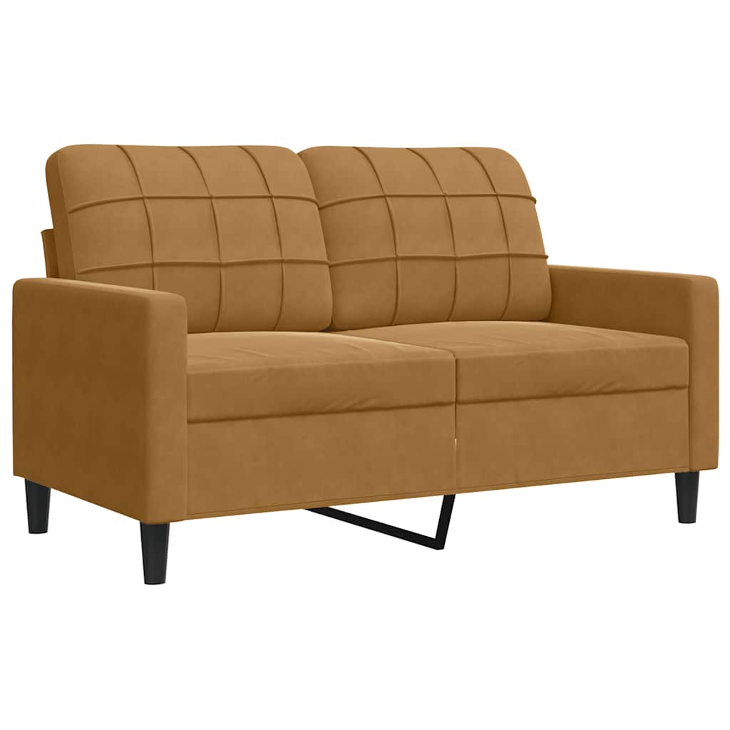 sofasæt 3 dele med hynder velour brun