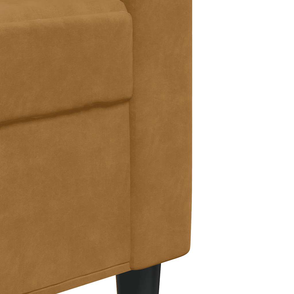 sofasæt 3 dele med hynder velour brun