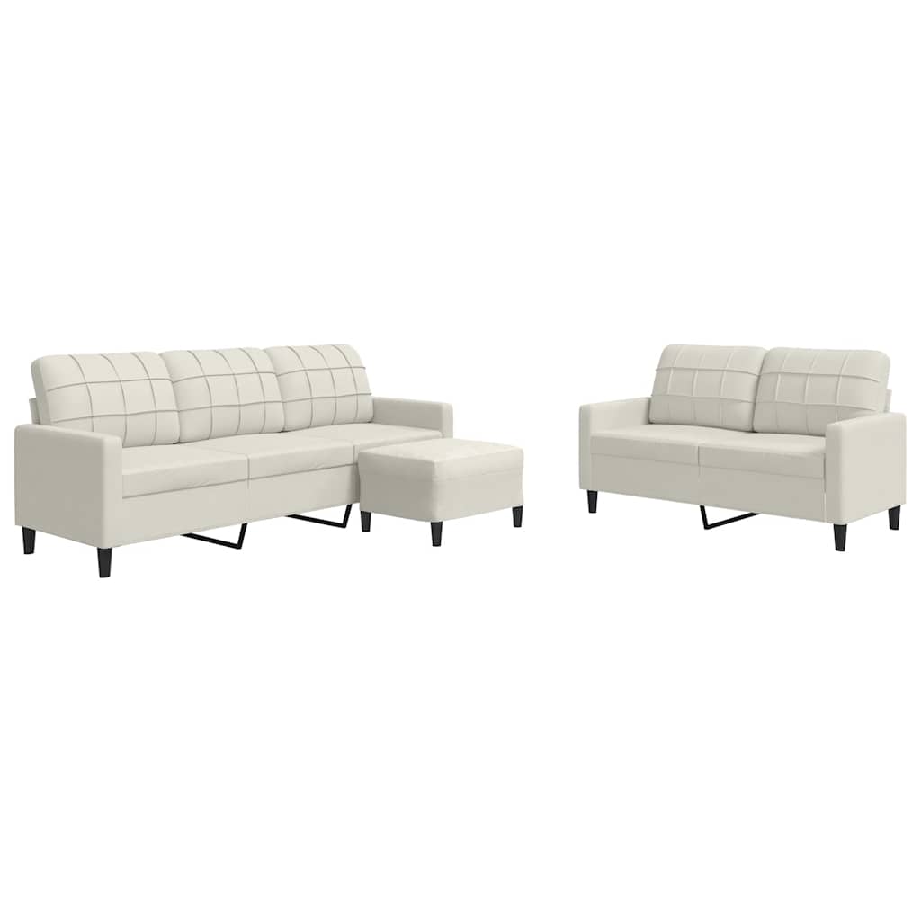 sofasæt 3 dele med hynder velour cremefarvet