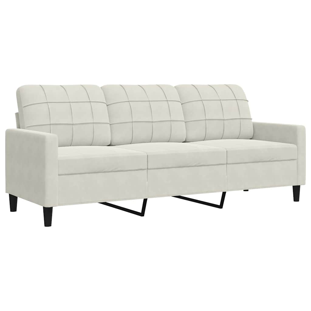 sofasæt 3 dele med hynder velour cremefarvet