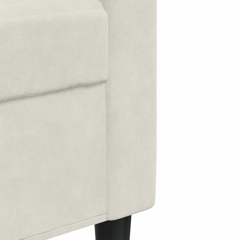 sofasæt 3 dele med hynder velour cremefarvet