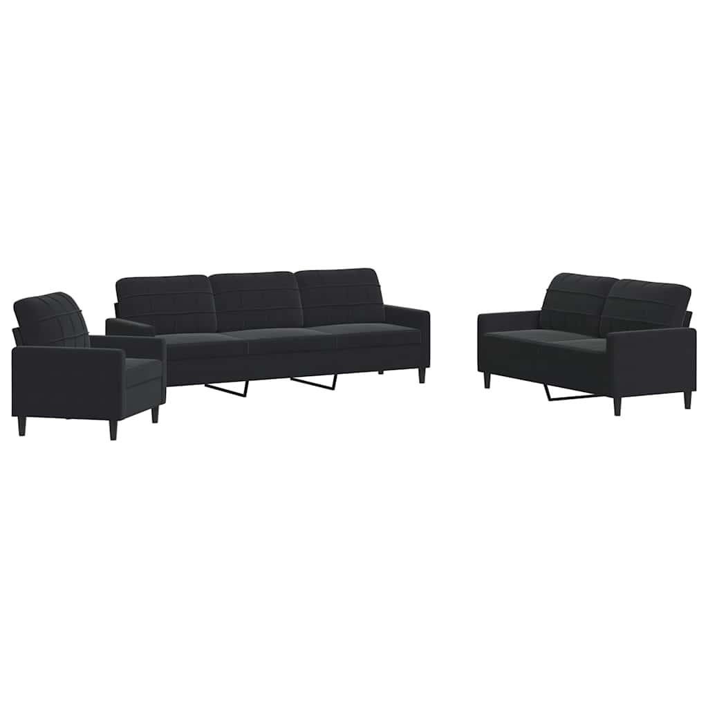 sofasæt 4 dele med hynder velour sort