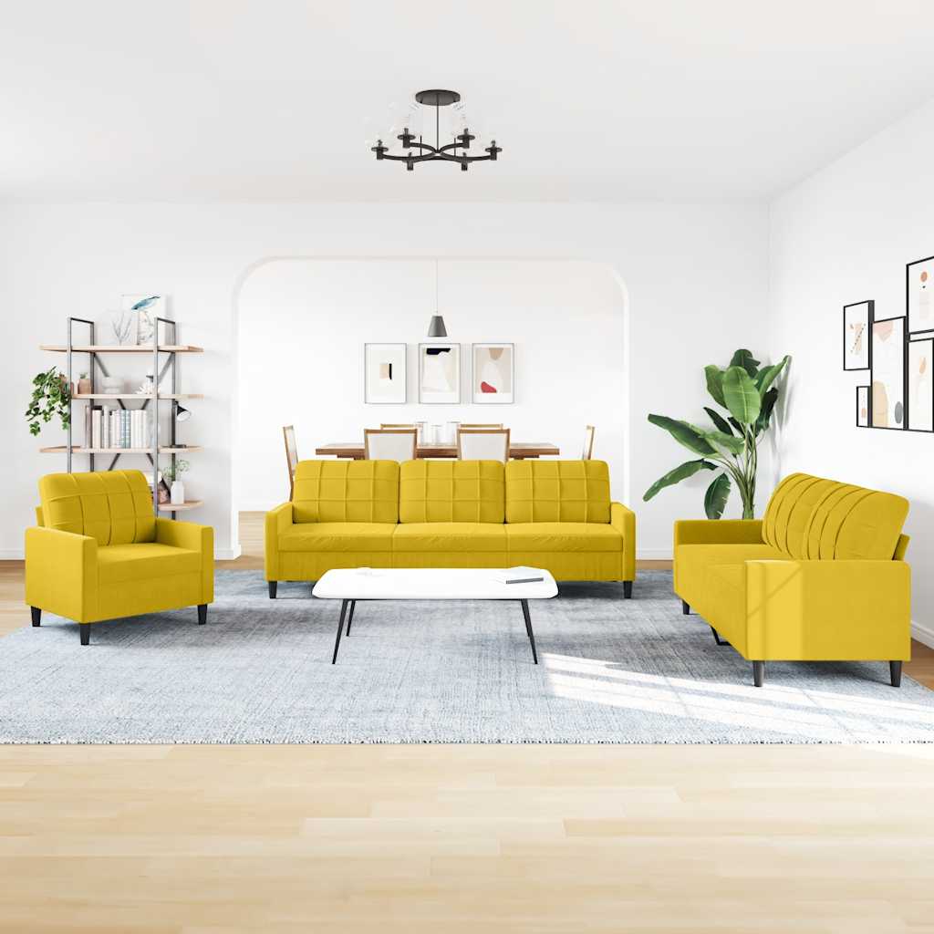 sofasæt 4 dele med hynder velour gul