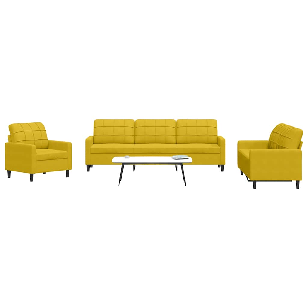 sofasæt 4 dele med hynder velour gul