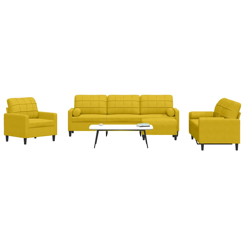 sofasæt 4 dele med hynder og bolsterpuder velour gul