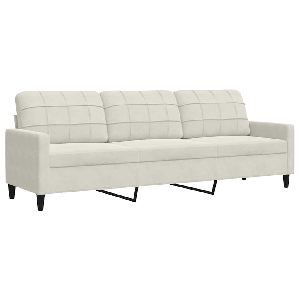 sofasæt 4 dele med hynder og bolsterpuder velour cremefarvet