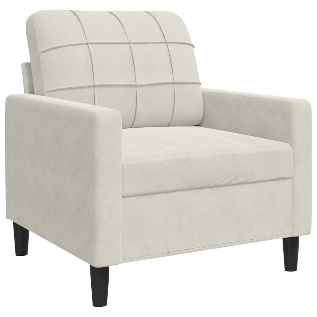 sofasæt 4 dele med hynder og bolsterpuder velour cremefarvet