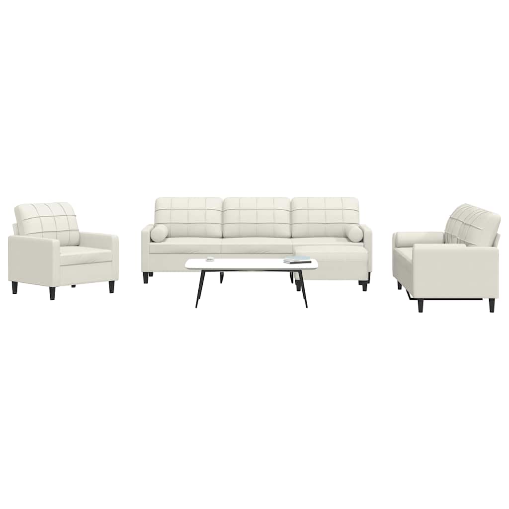 sofasæt 4 dele med hynder og bolsterpuder velour cremefarvet