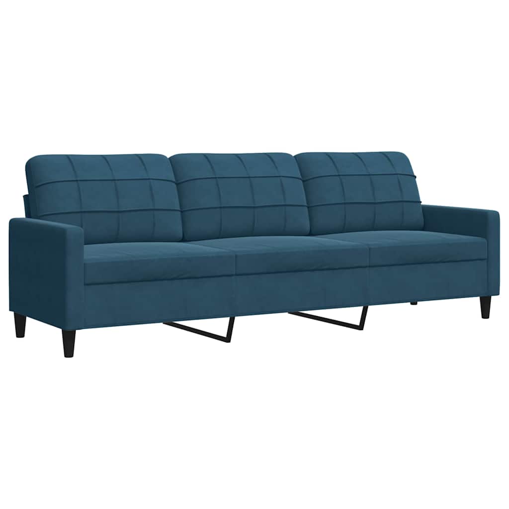 sofasæt 4 dele med hynder og bolsterpuder velour blå