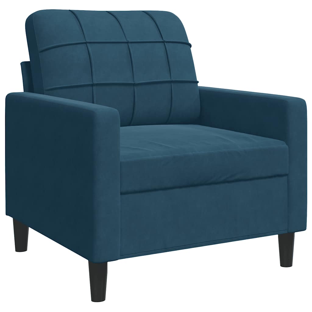 sofasæt 4 dele med hynder og bolsterpuder velour blå