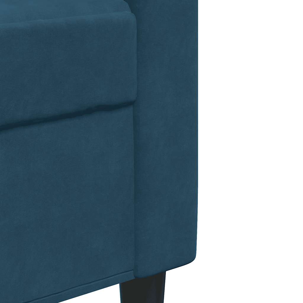sofasæt 4 dele med hynder og bolsterpuder velour blå