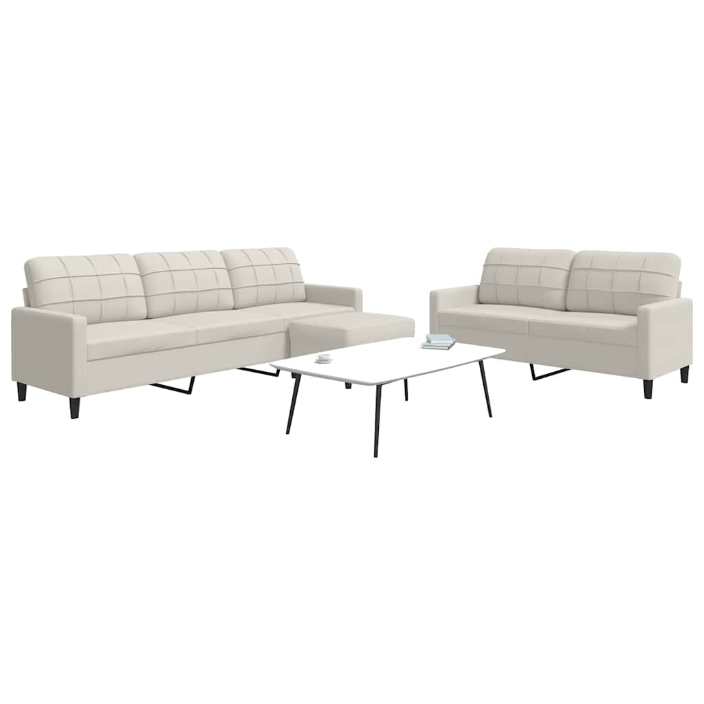 sofasæt 3 dele med hynder velour cremefarvet