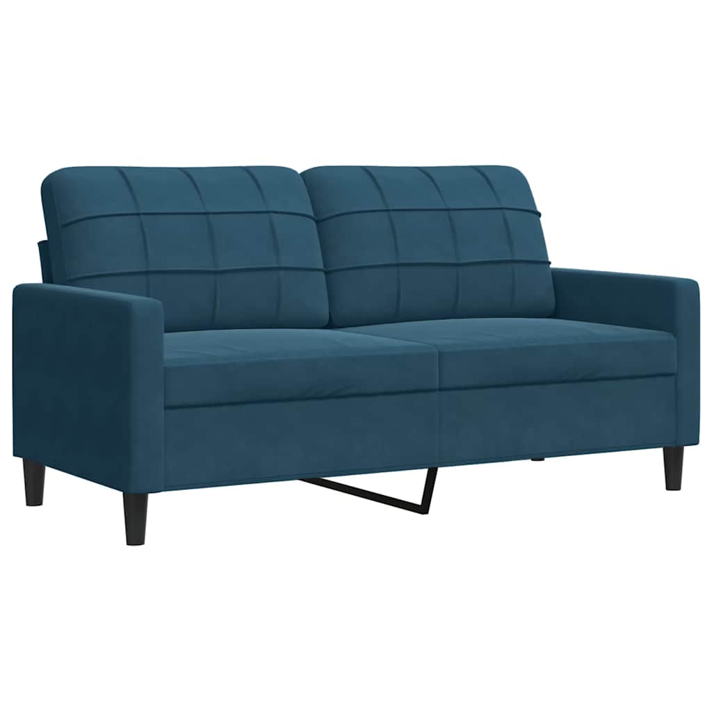 sofasæt 3 dele med hynder velour blå