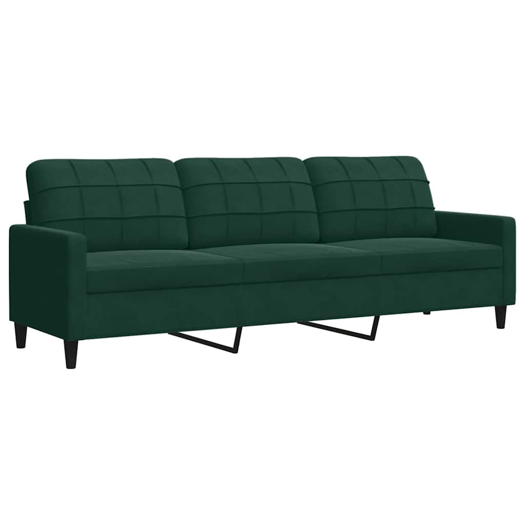 sofasæt 2 dele med hynder og bolsterpuder velour mørkegrøn