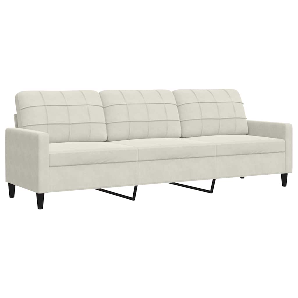 sofasæt 2 dele med hynder og bolsterpuder velour cremefarvet