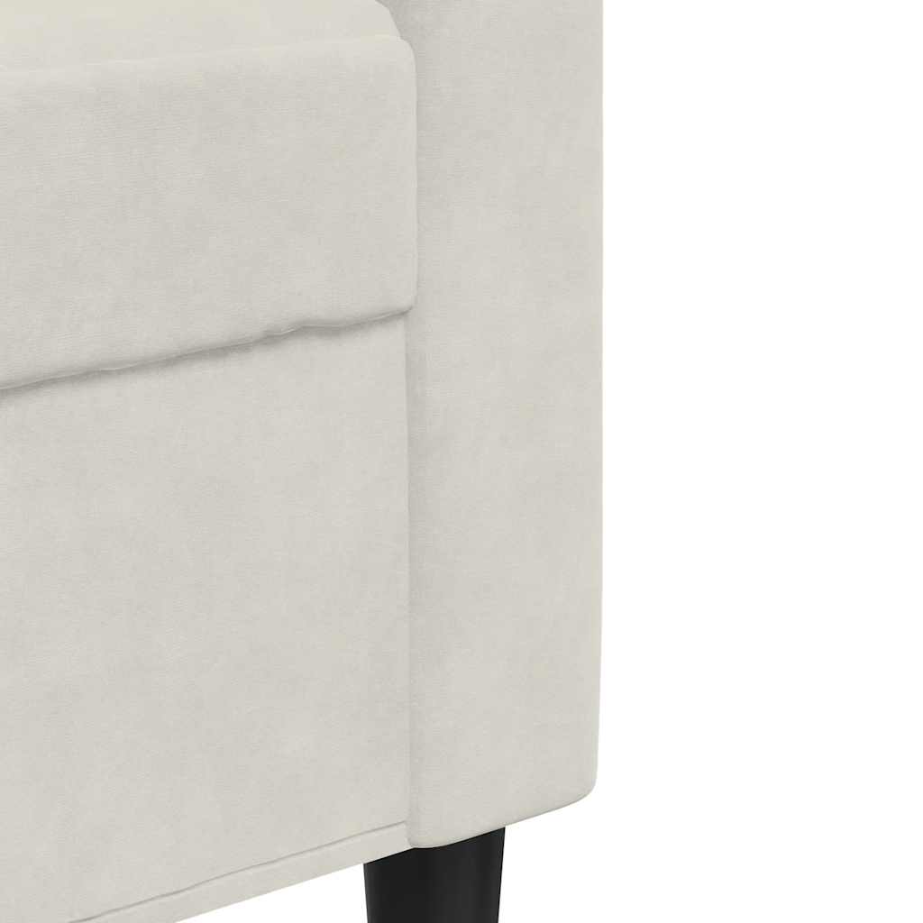 sofasæt 2 dele med hynder og bolsterpuder velour cremefarvet