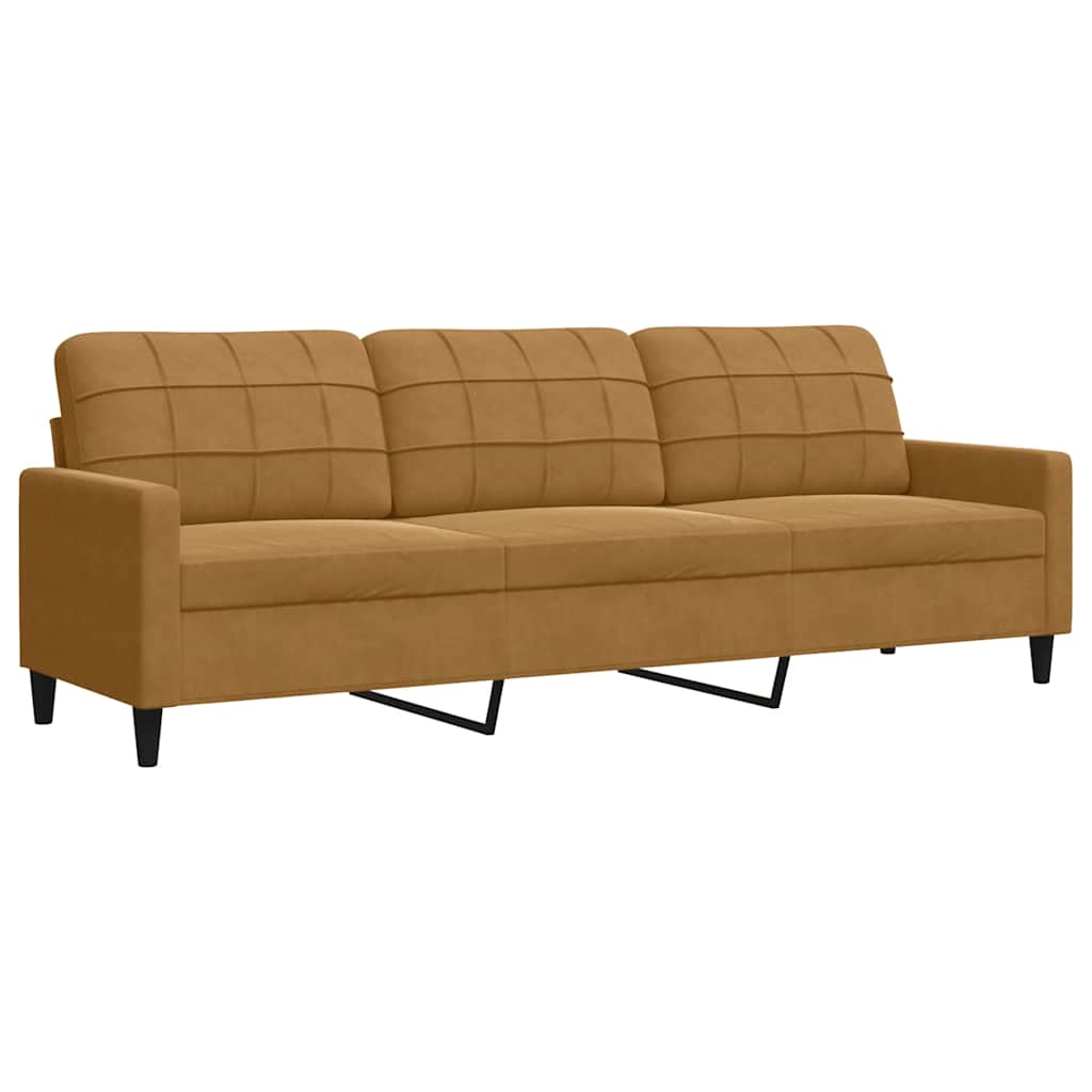 sofasæt 3 dele med hynder og bolsterpuder velour brun