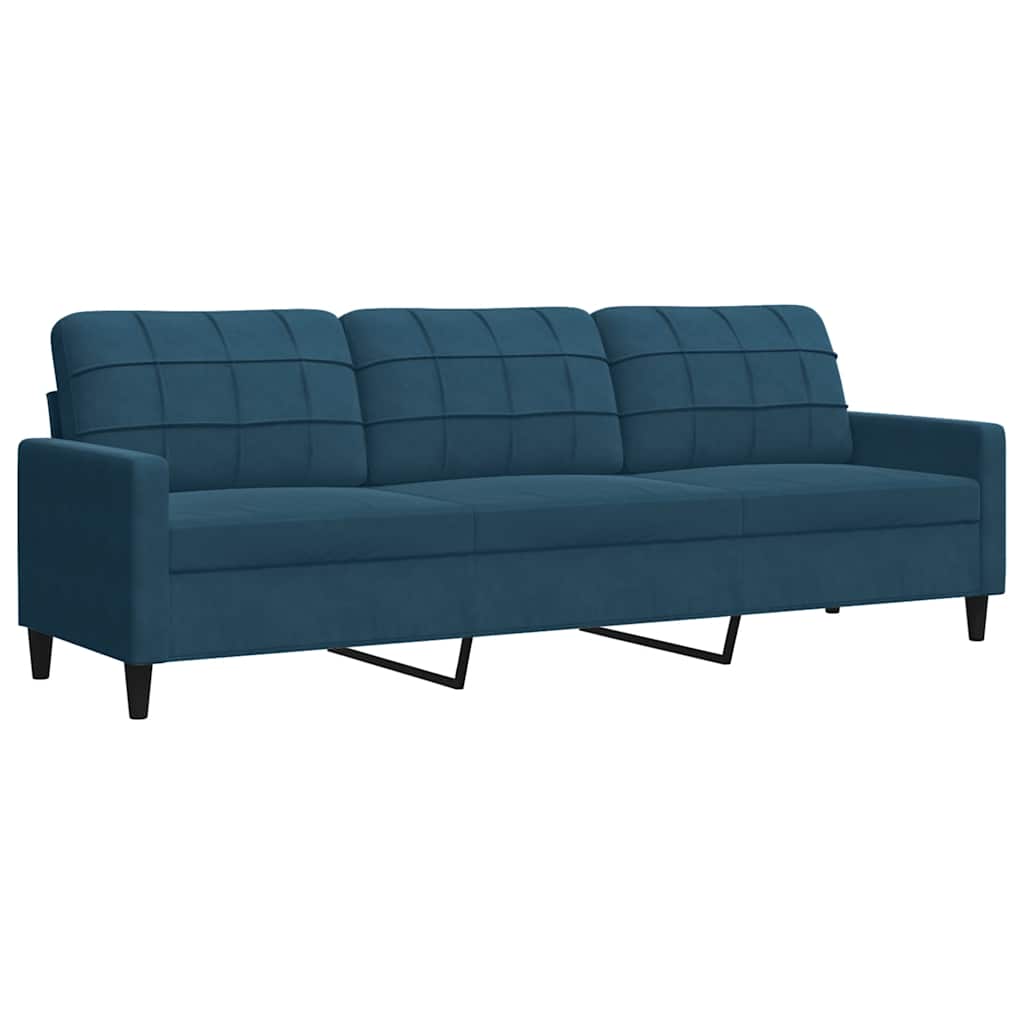 sofasæt 3 dele med hynder og bolsterpuder velour blå