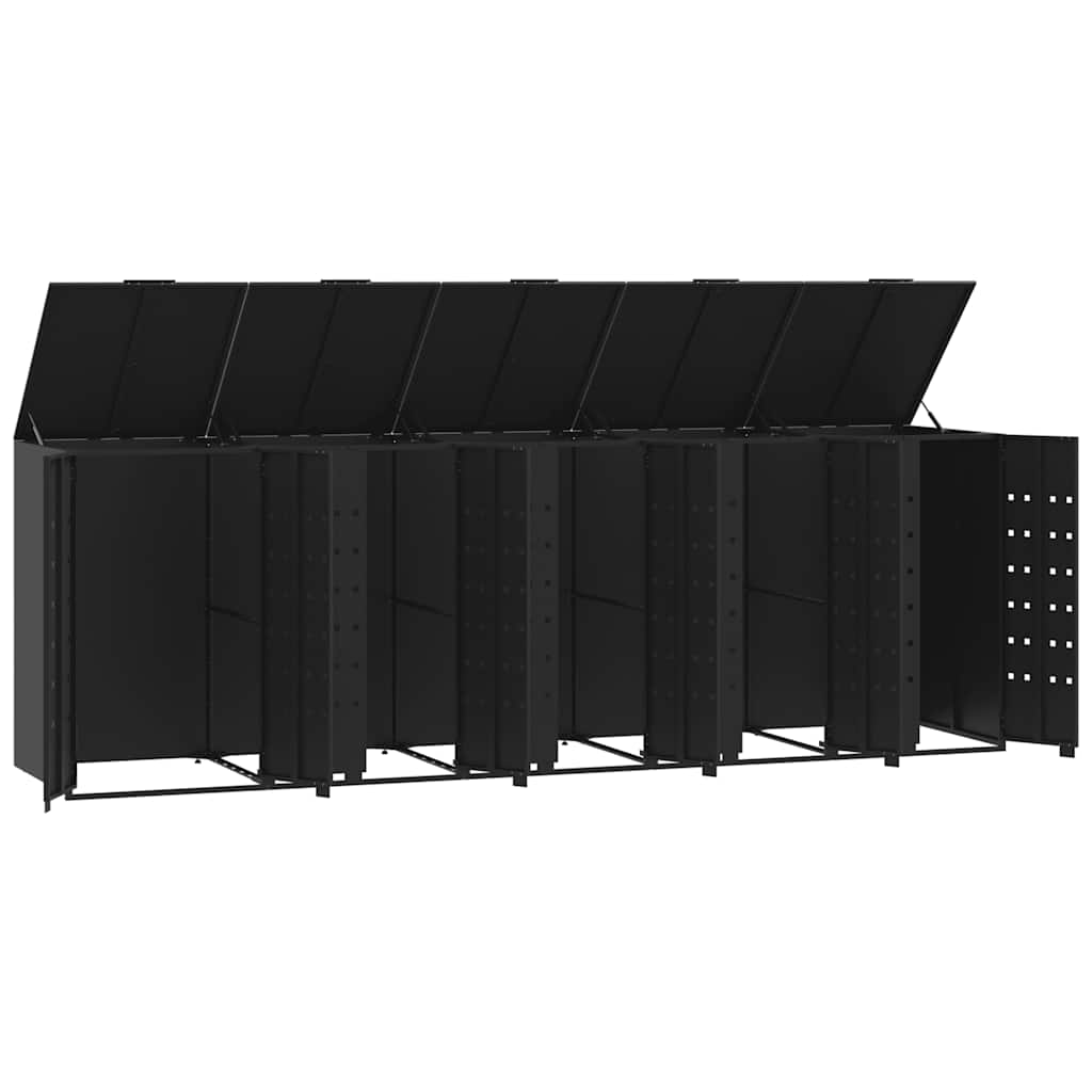 skraldespandsskjuler 345x79x117 cm 5 rum stål sort