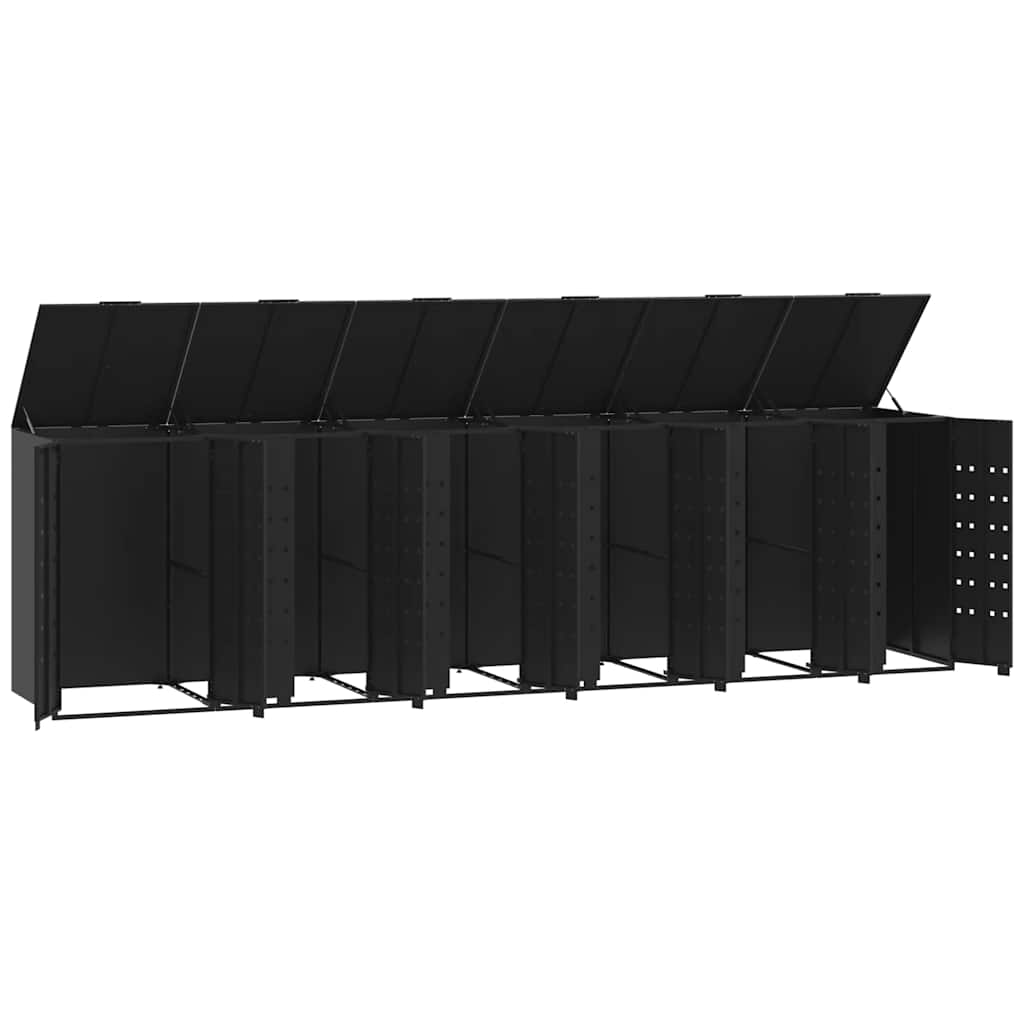 skraldespandsskjuler 414x79x117 cm 6 rum stål sort