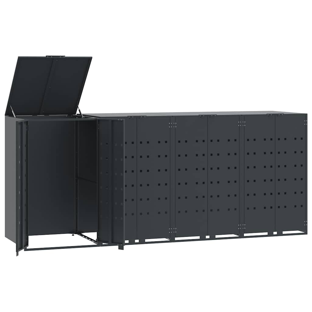 skraldespandsskjuler 276x79x117 cm 4 rum stål antracit