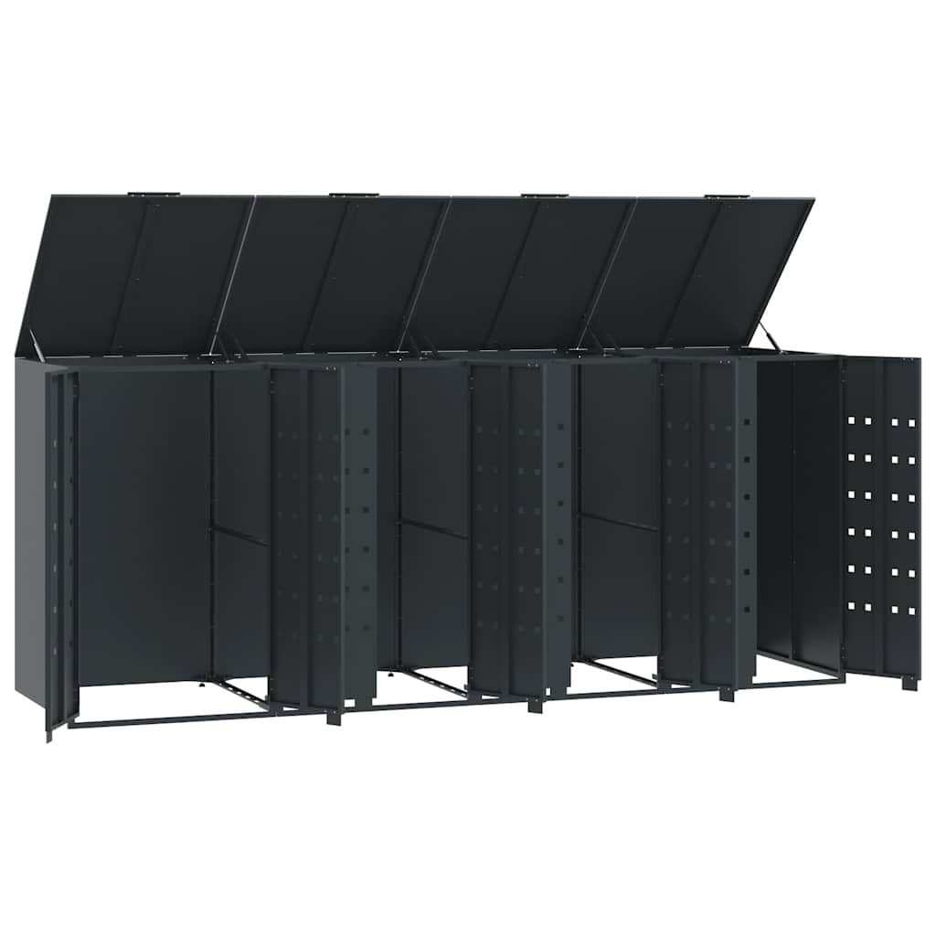 skraldespandsskjuler 276x79x117 cm 4 rum stål antracit