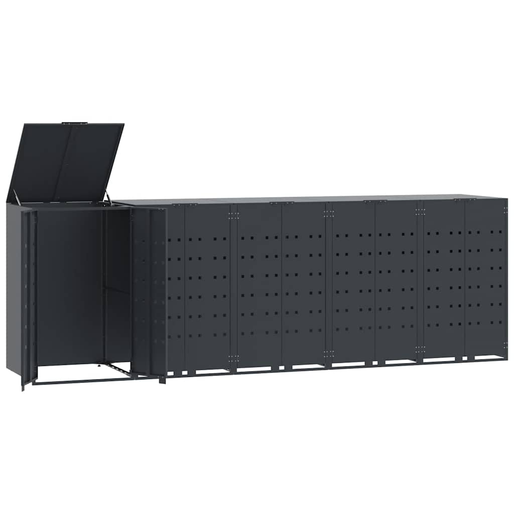 skraldespandsskjuler 345x79x117 cm 5 rum stål antracit