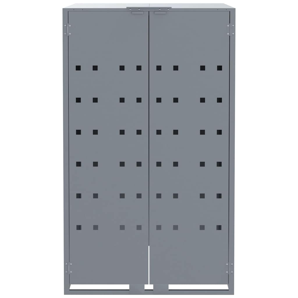 skraldespandsskjuler 138x79x117 cm 2 rum stål grå