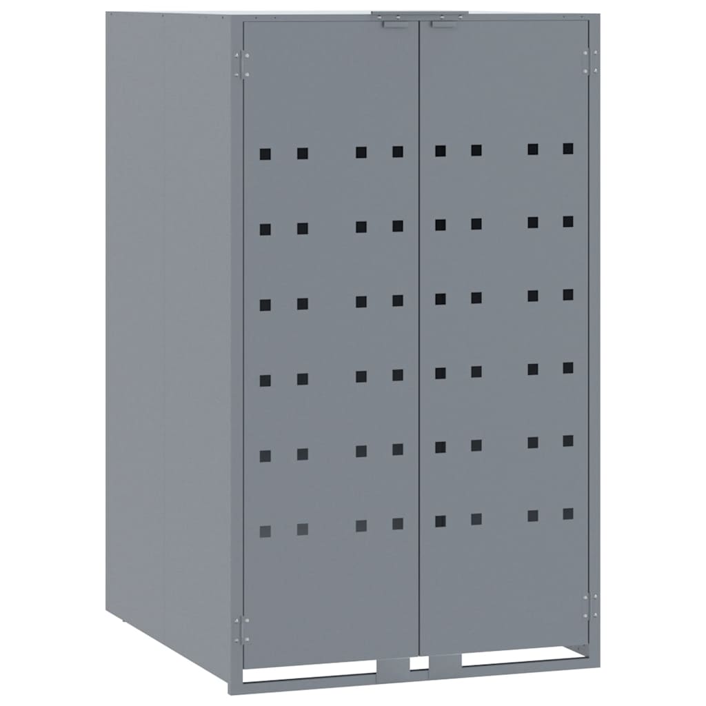 skraldespandsskjuler 207x79x117 cm 3 rum stål grå