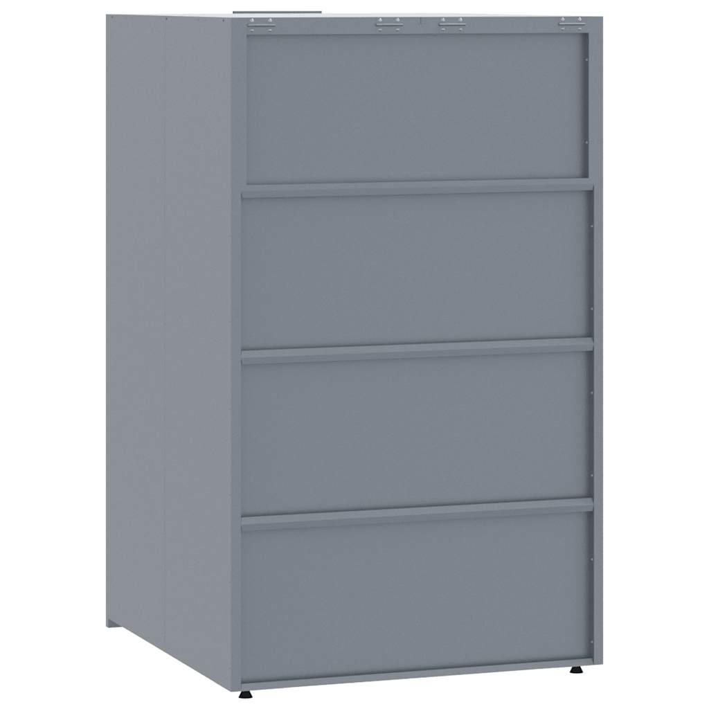 skraldespandsskjuler 414x79x117 cm 6 rum stål grå
