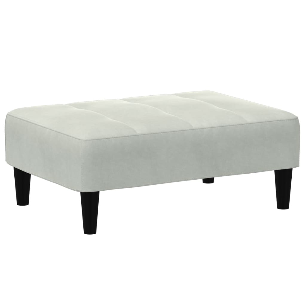 fodskammel 77x55x31 cm velour lysegrå