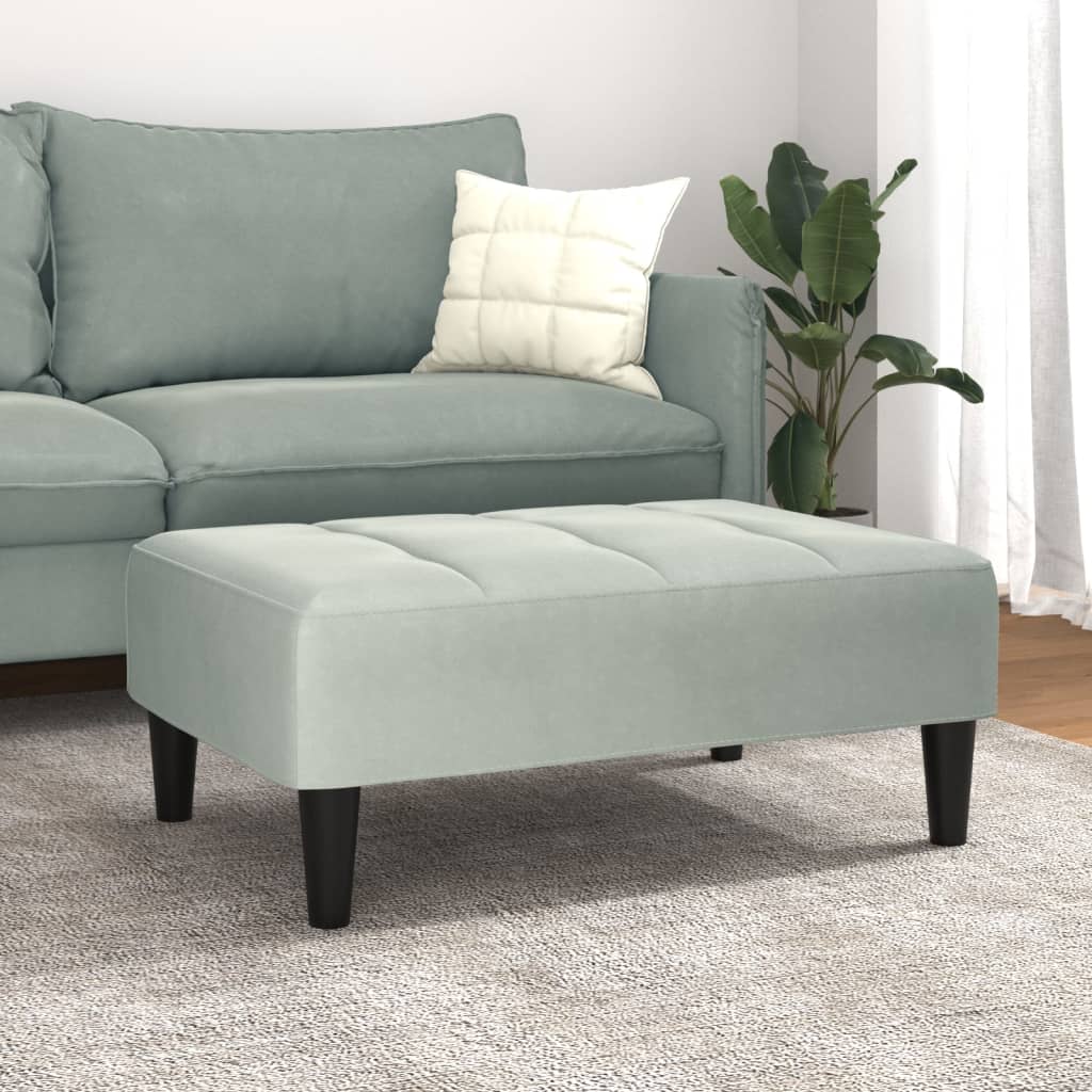 fodskammel 77x55x31 cm velour lysegrå