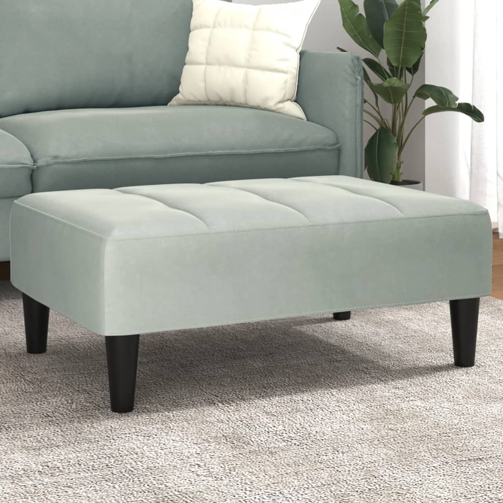 fodskammel 77x55x31 cm velour lysegrå