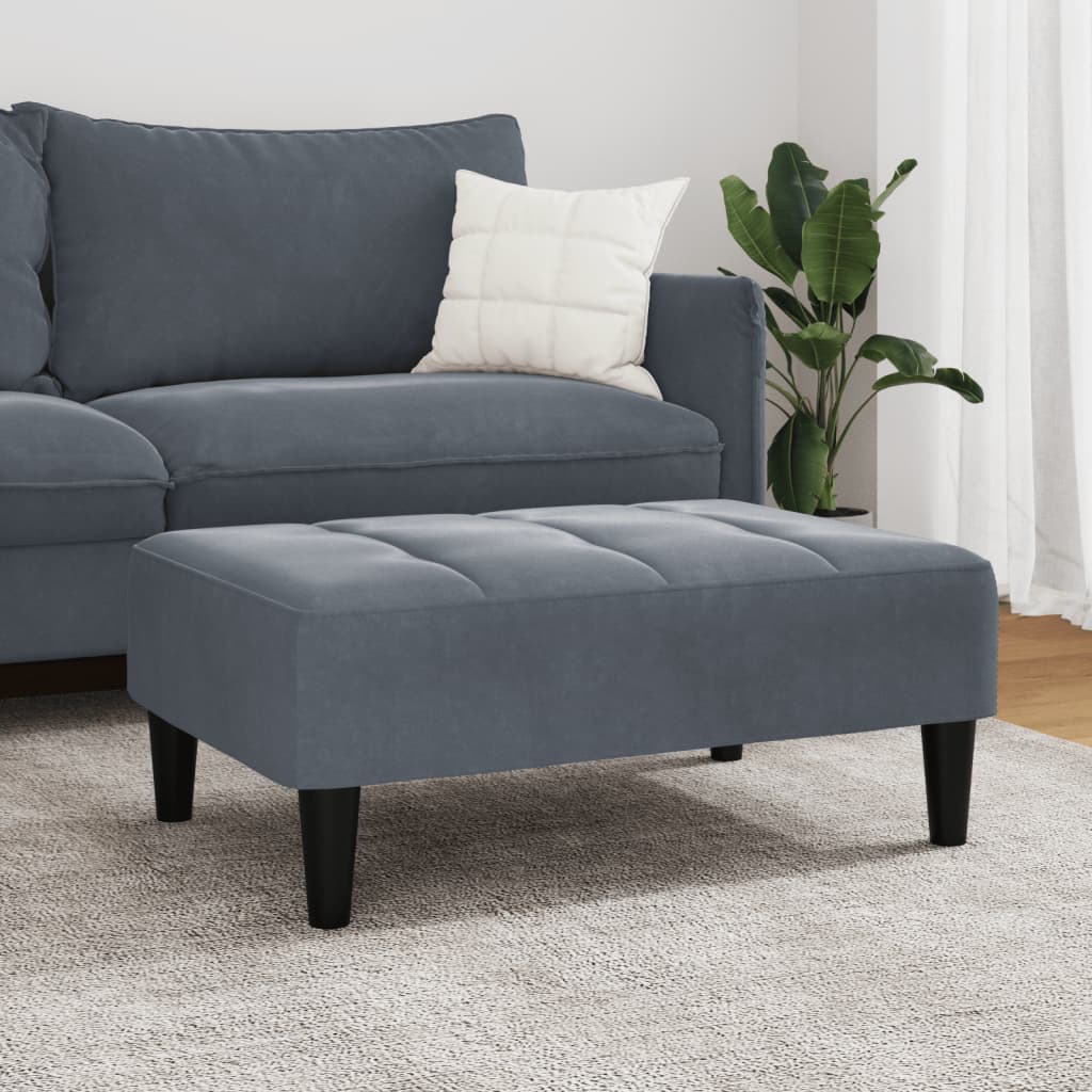 fodskammel 77x55x31 cm velour mørkegrå