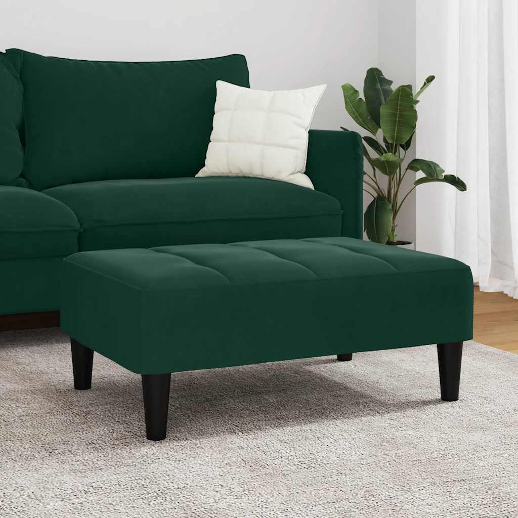 fodskammel 77x55x31 cm velour mørkegrøn