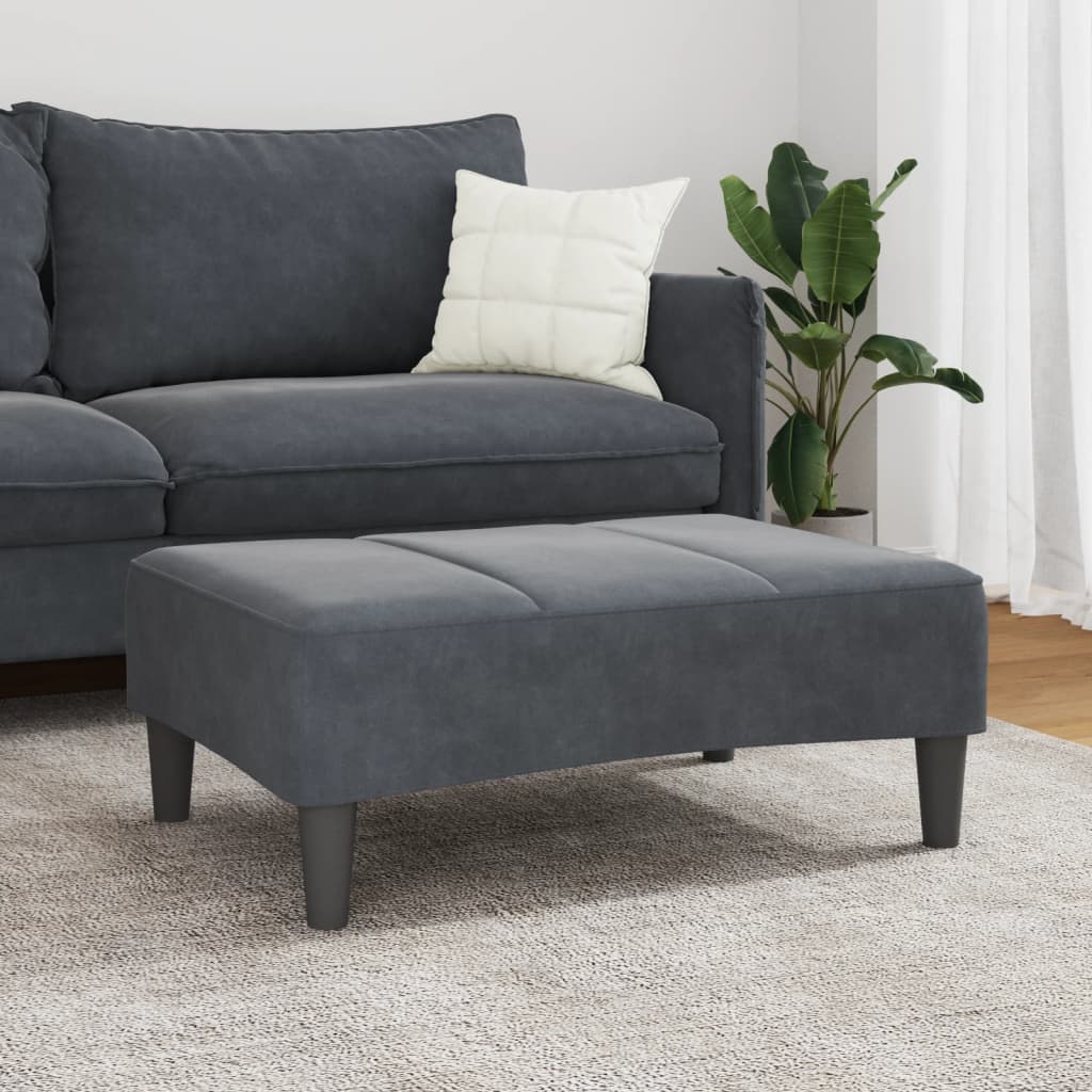fodskammel 77x55x31 cm velour mørkegrå