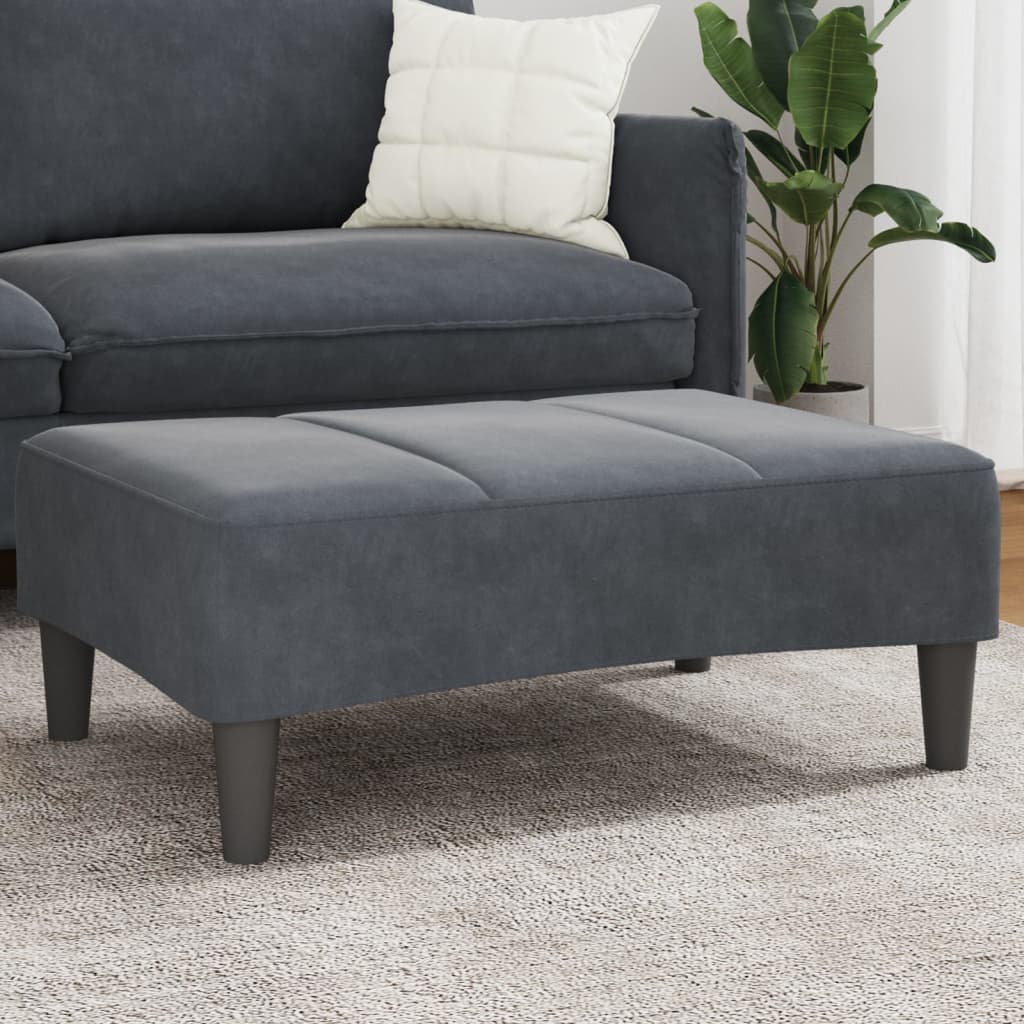 fodskammel 77x55x31 cm velour mørkegrå