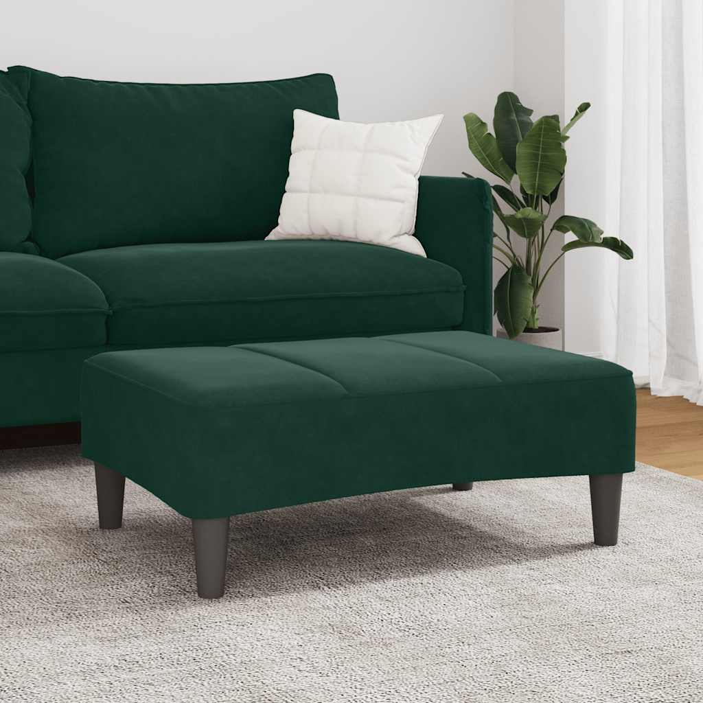 fodskammel 77x55x31 cm velour mørkegrøn