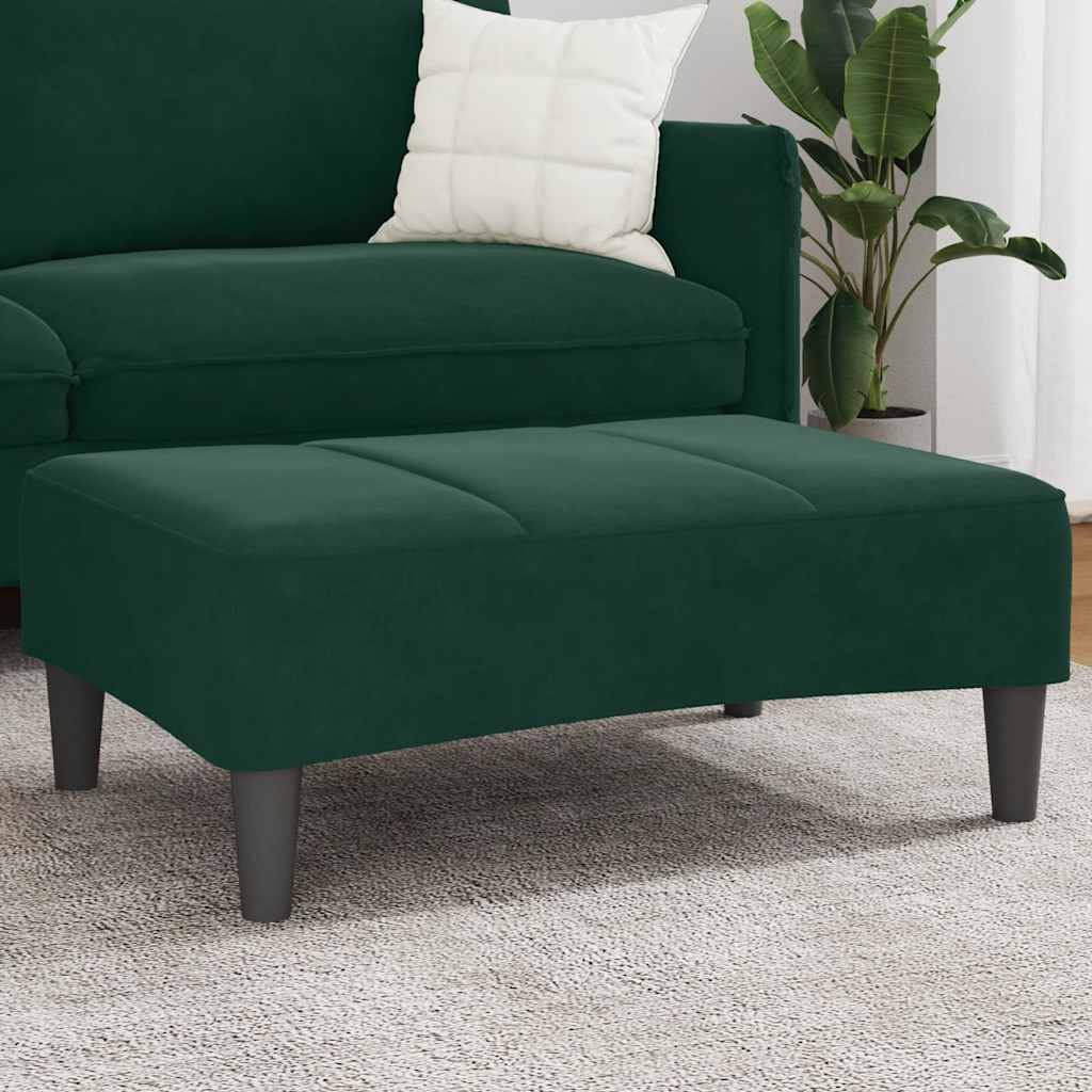 fodskammel 77x55x31 cm velour mørkegrøn