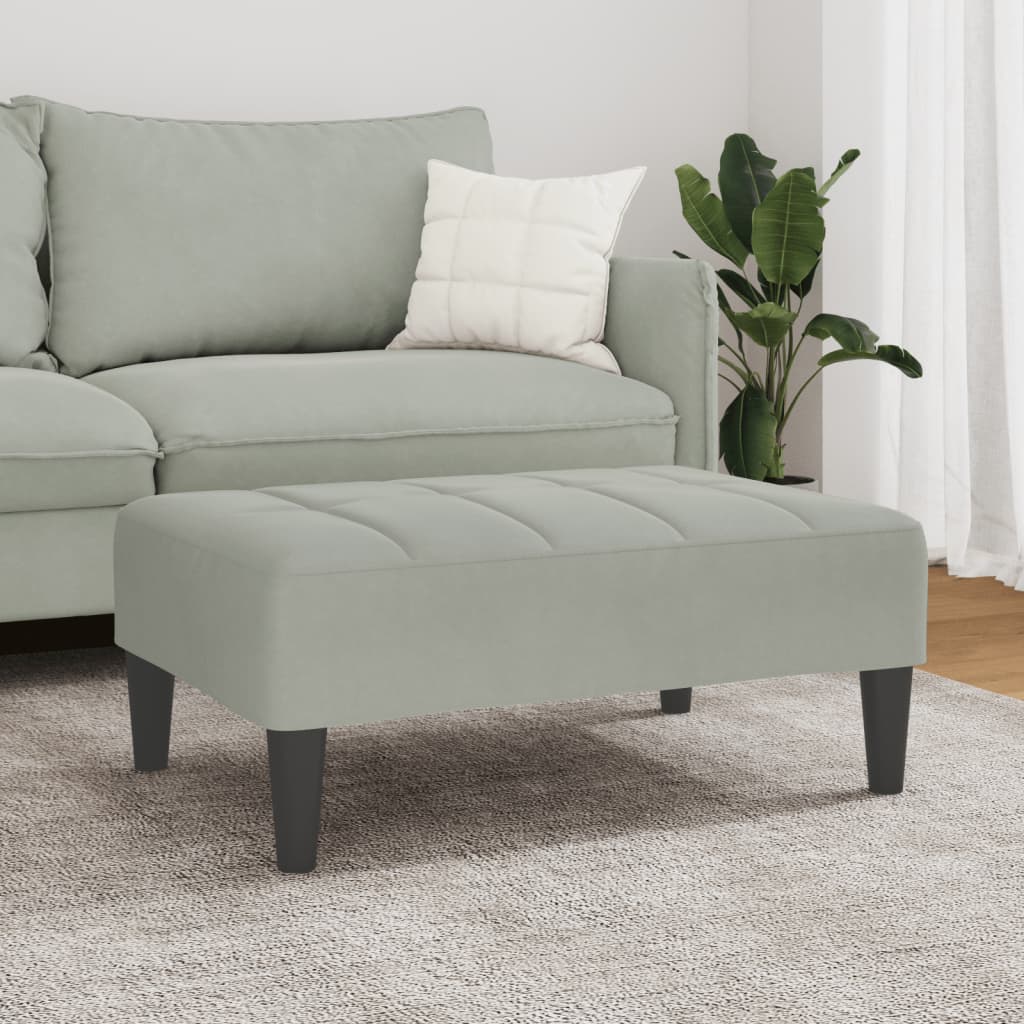 fodskammel 77x55x31 cm velour lysegrå