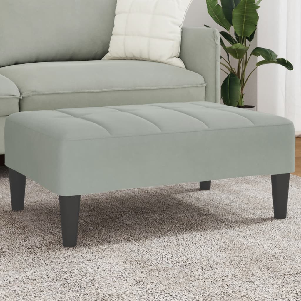 fodskammel 77x55x31 cm velour lysegrå