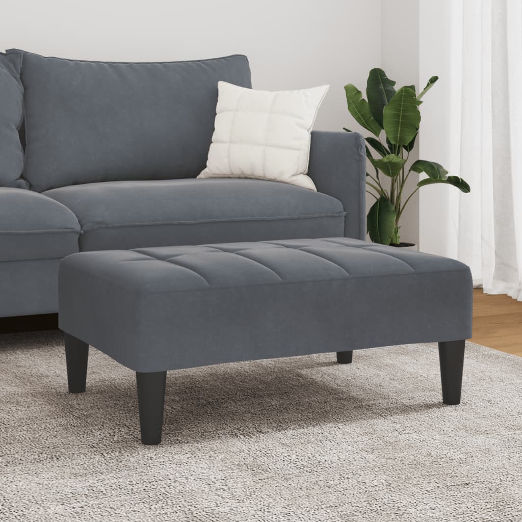 fodskammel 77x55x31 cm velour mørkegrå