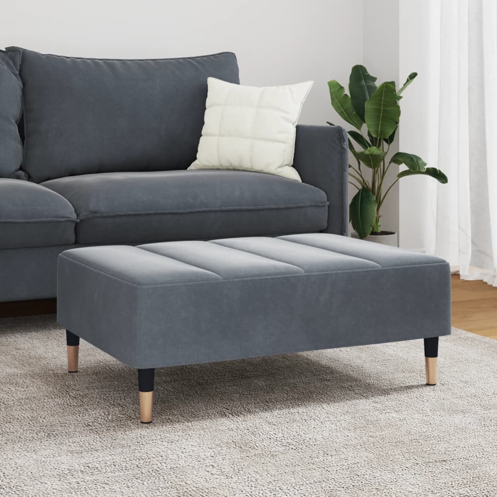 fodskammel 77x55x31 cm velour mørkegrå